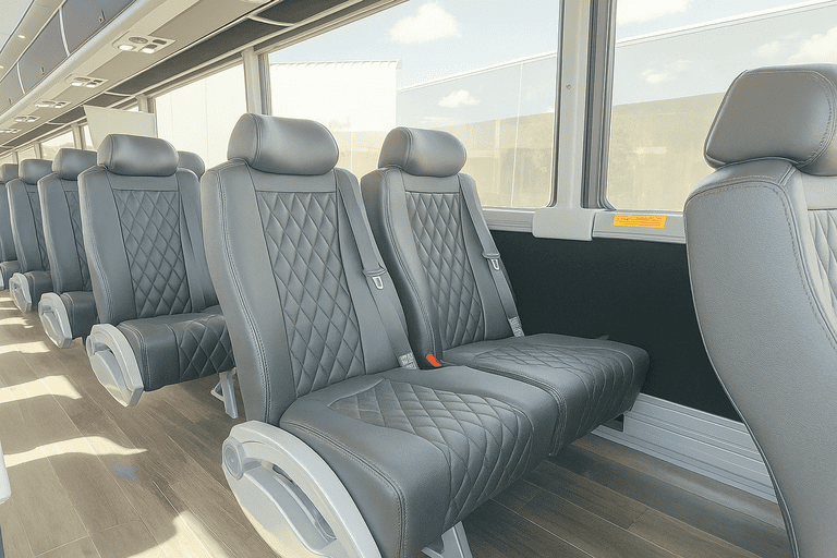 interior of Cupertino Coach Bus Service charter bus