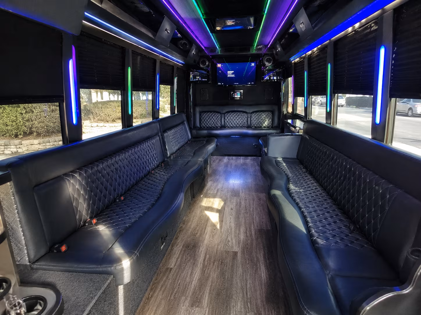 cupertino 15 passenger party bus interior