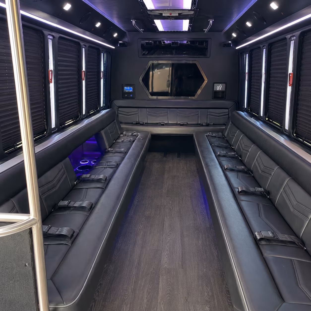 cupertino 18 passenger party bus interior