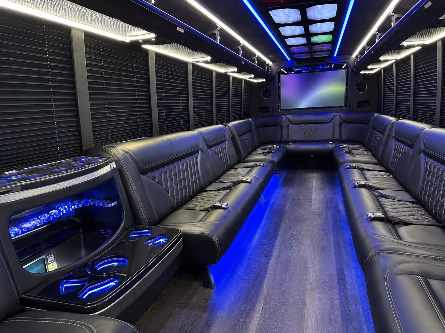 cupertino 20 passenger party bus inside