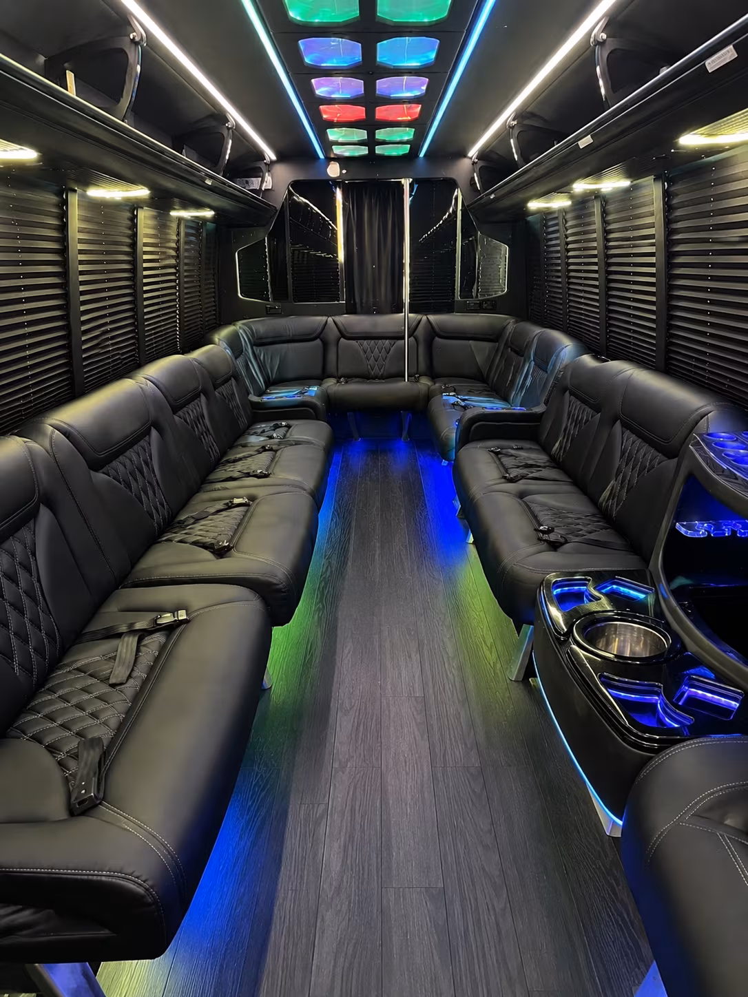 cupertino 20 passenger party bus interior