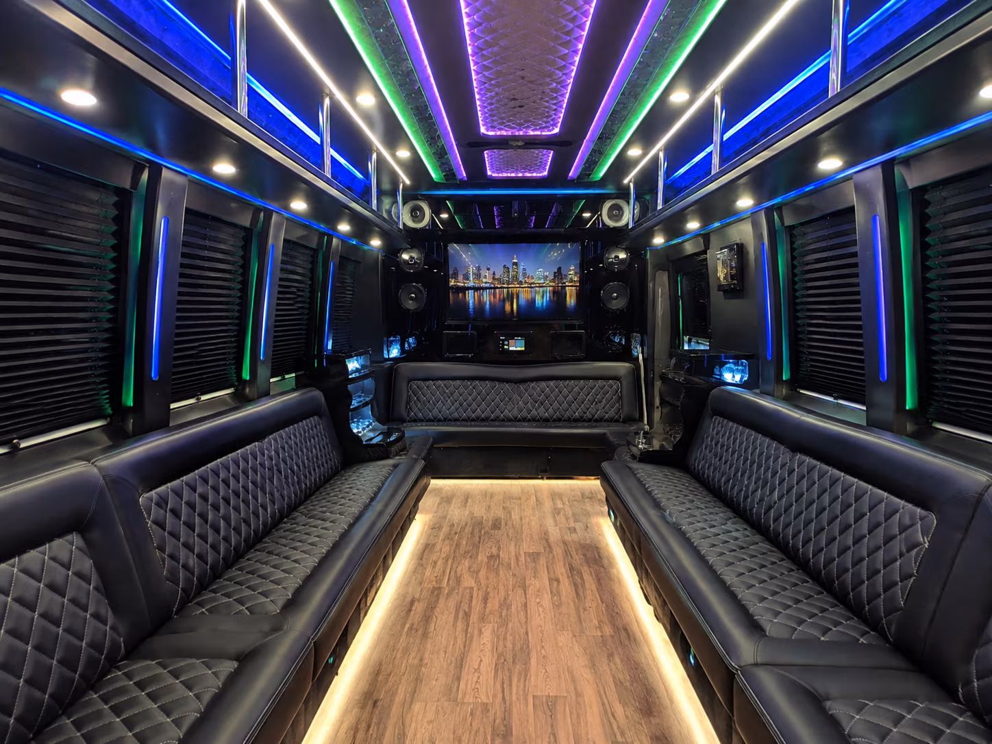 cupertino 25 passenger party bus interior