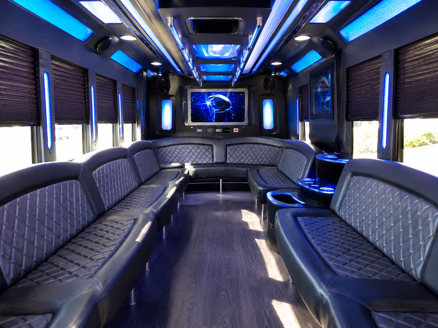 cupertino 28 passenger party bus inside