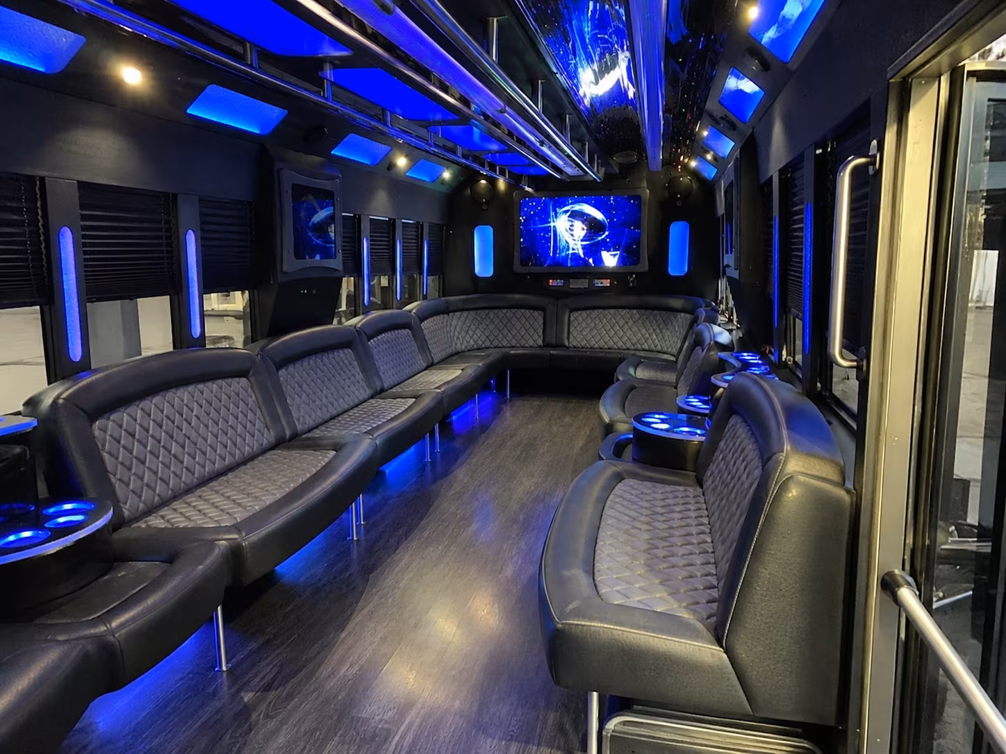 cupertino 28 passenger party bus interior
